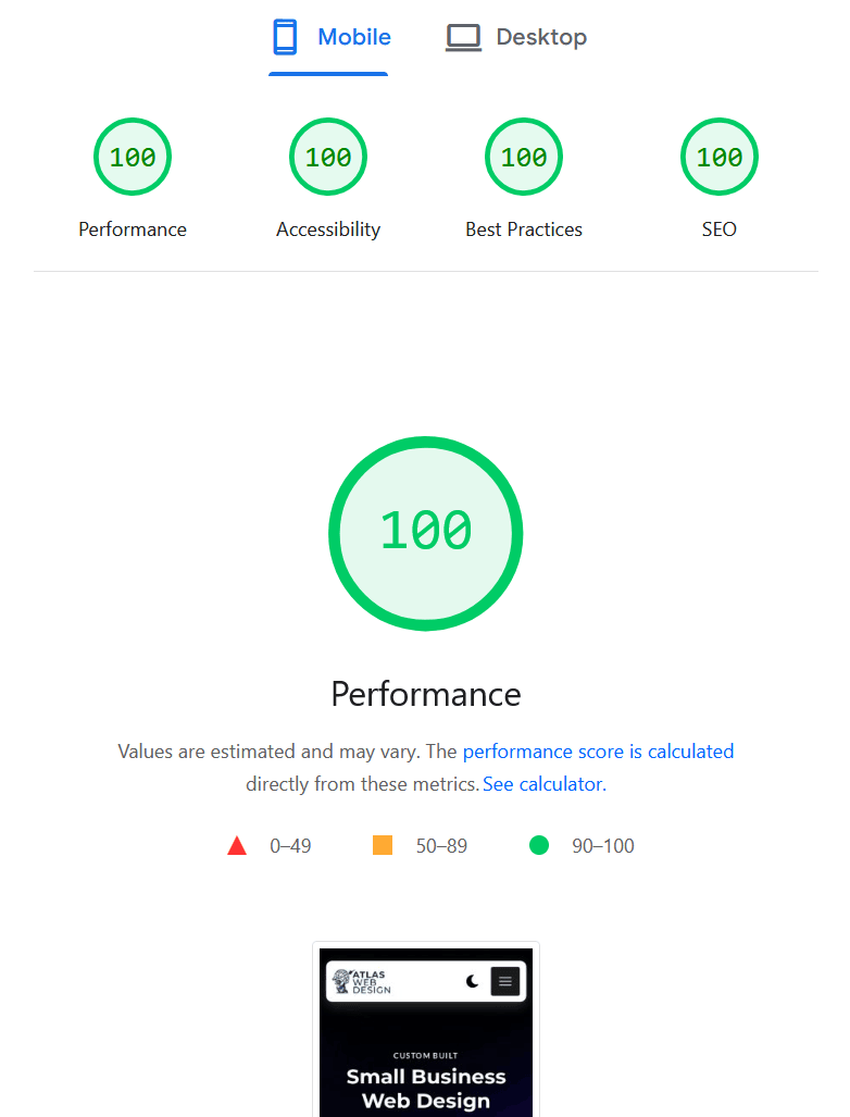pagespeed score