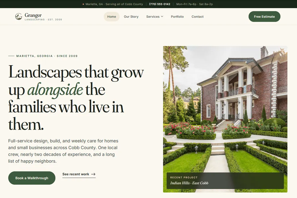 Granger Landscaping demo site preview